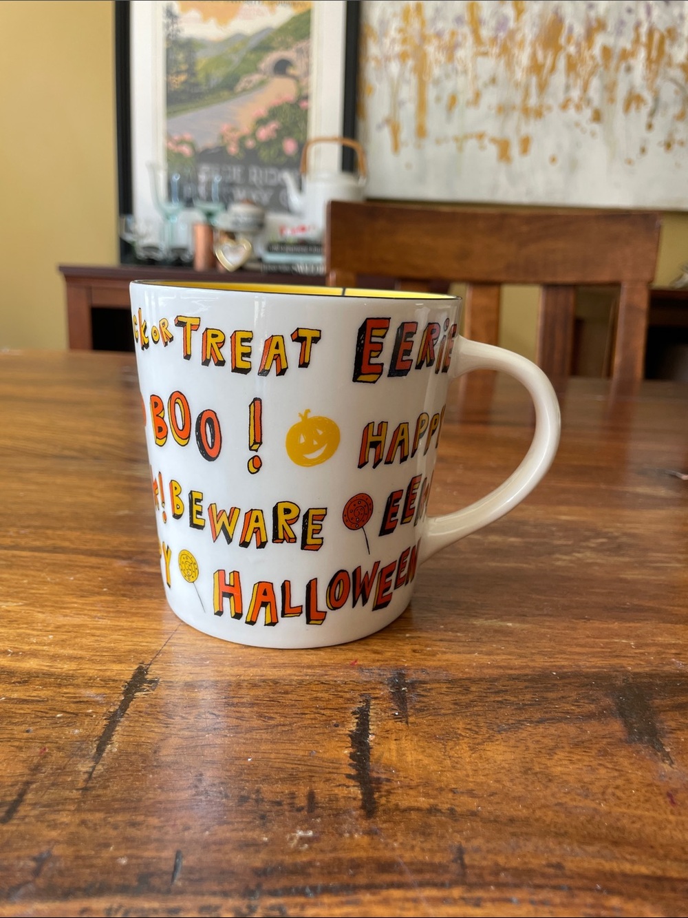 Starbucks 2007 Halloween Coffee Mug Cup 16oz Pumpkins + Treats + Spider‎